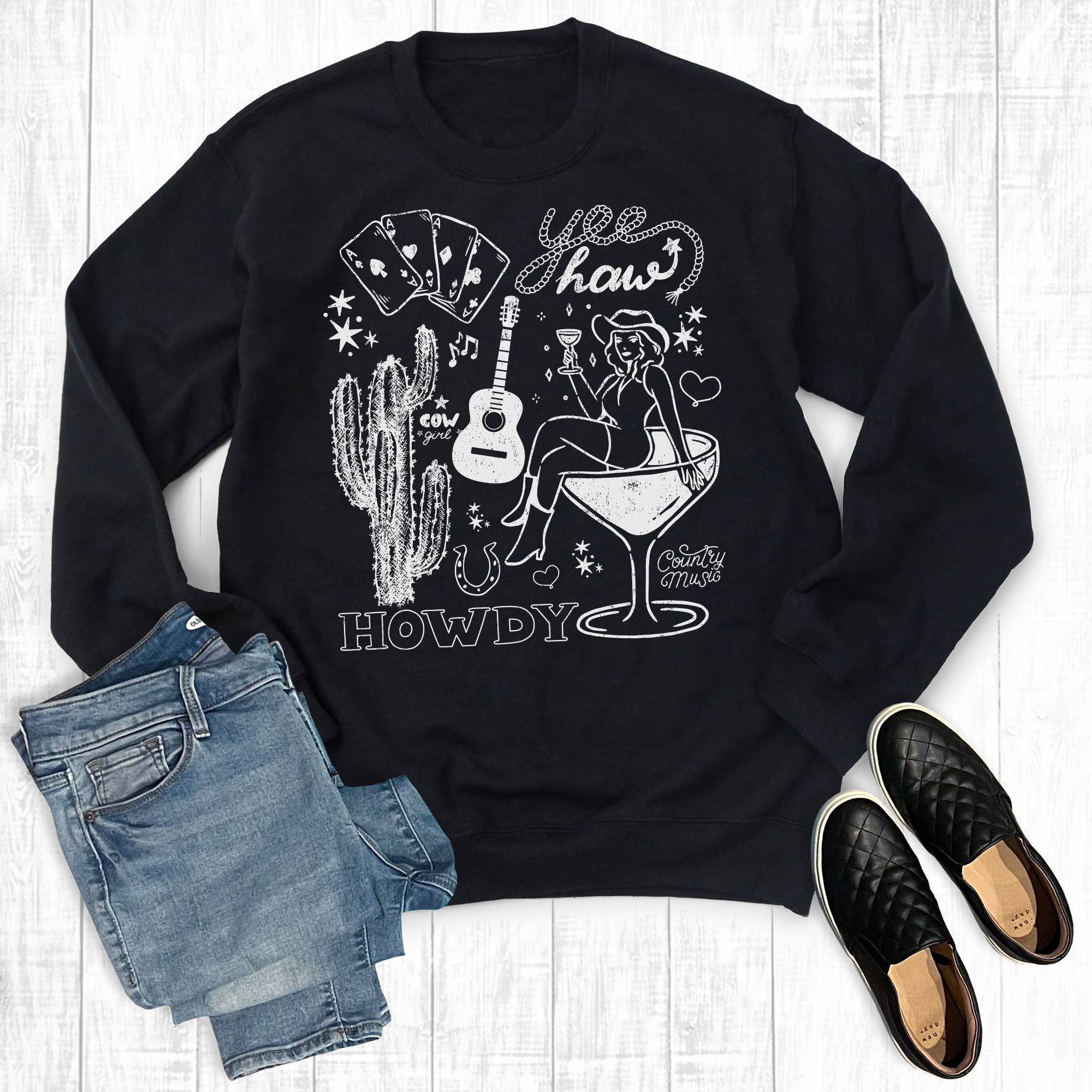 Western Cowgirl Yeehaw Howdy - Adult & Kids T-Shirts, Sweatshirts & Hoodies apparel design preview 1