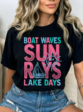 Boat Waves Sun Ray Lake Days Graphic - Adult & Kids T-Shirts, Sweatshirts & Hoodies apparel design preview 1