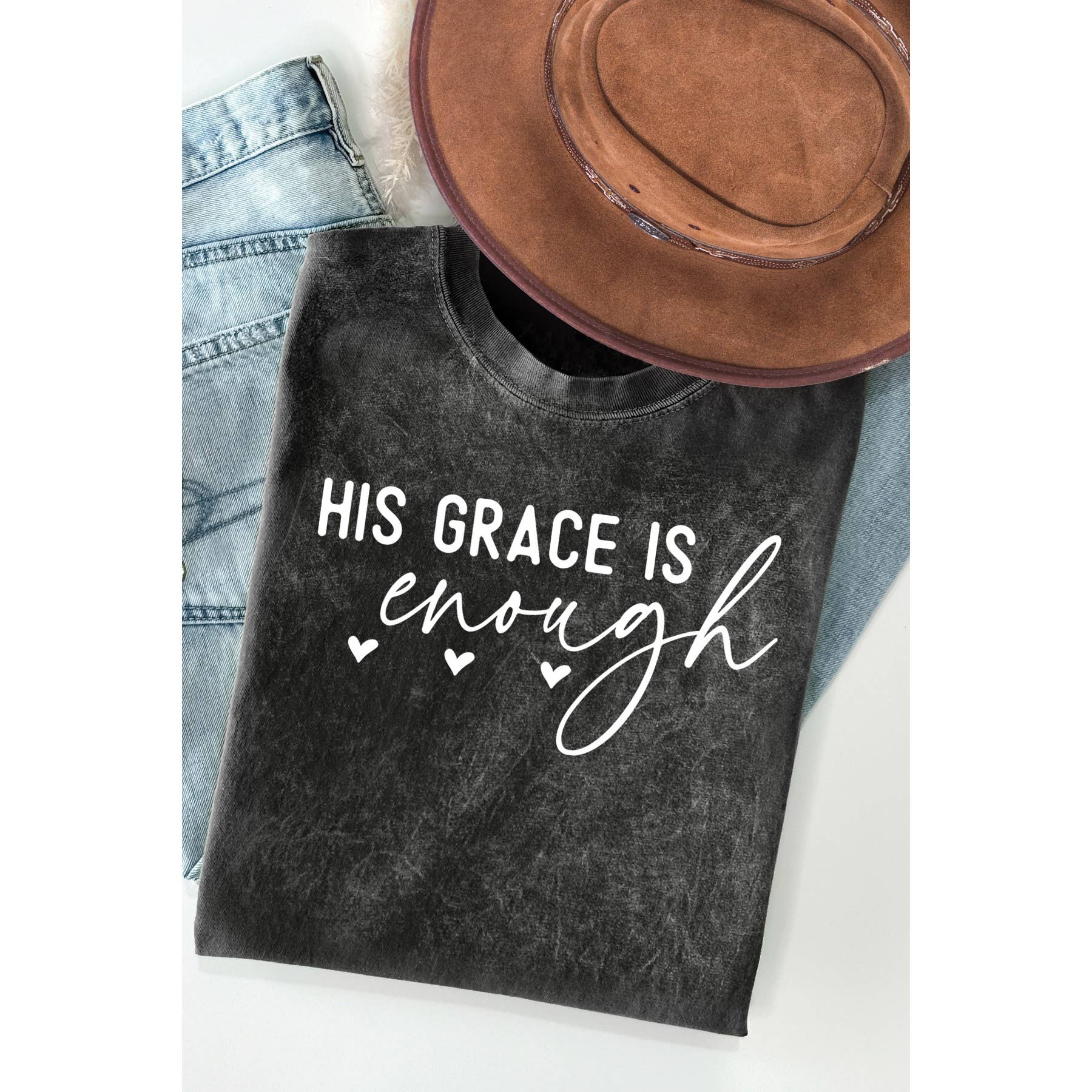 His Grace Is Enough Mineral Wash - Adult & Kids T-Shirts, Sweatshirts & Hoodies apparel design preview 1
