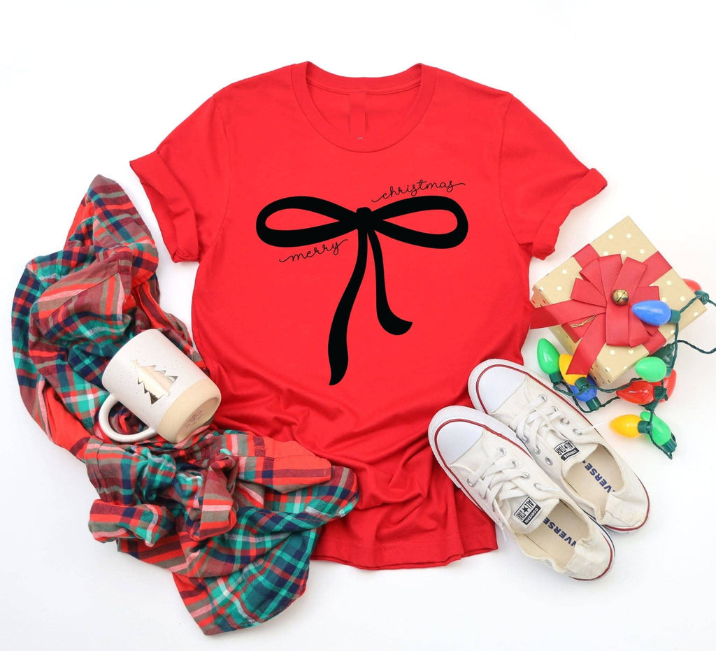 Merry Christmas Black Bow Red in July Graphic - Adult & Kids T-Shirts, Sweatshirts & Hoodies apparel design preview 1