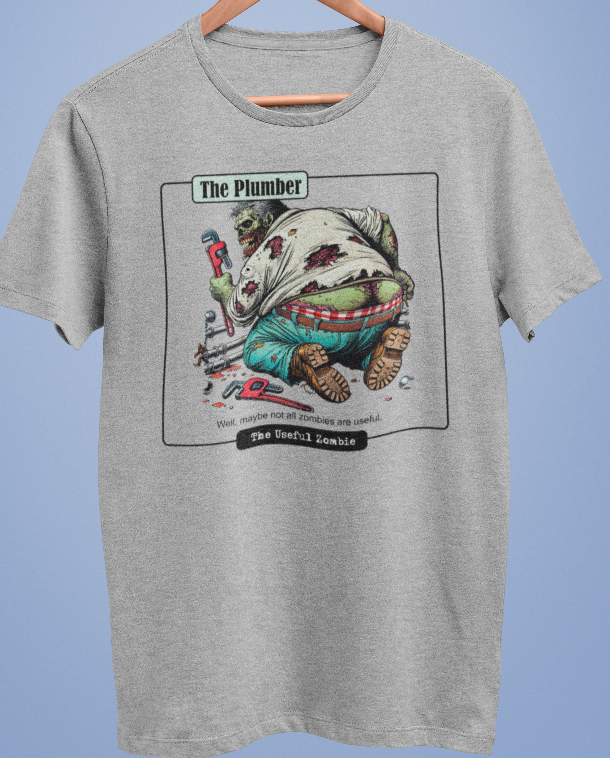 Useful Zombie "Plumber" (Gray) - Adult & Kids T-Shirts, Sweatshirts & Hoodies apparel design preview 1