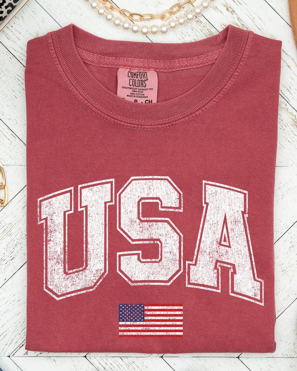 USA, Flag, Collegiate, Varsity, Olympics, Patriotic - Adult & Kids T-Shirts, Sweatshirts & Hoodies apparel design preview 1