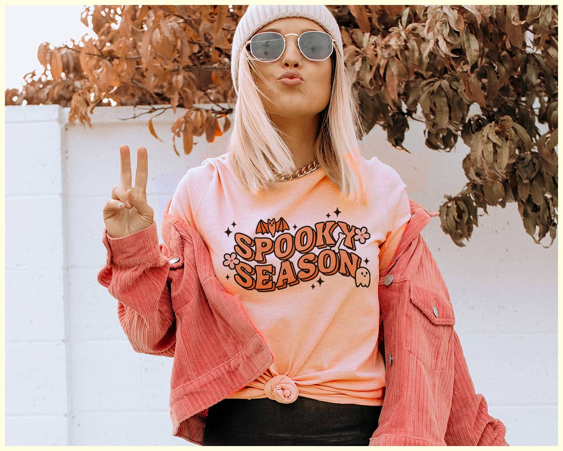 Spooky Season Ghost Cute Halloween Fall - Adult & Kids T-Shirts, Sweatshirts & Hoodies apparel design preview 1