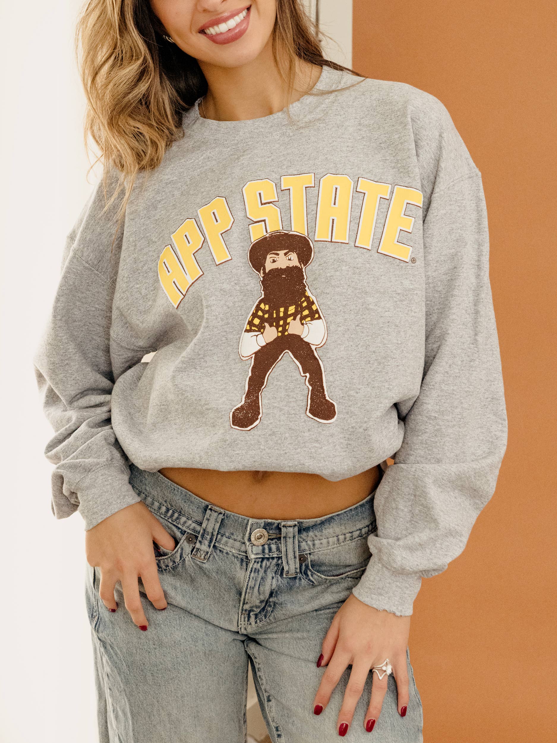 App State Cartoon Mascot Puff Gray Thrifted - Adult & Kids T-Shirts, Sweatshirts & Hoodies apparel design preview 1