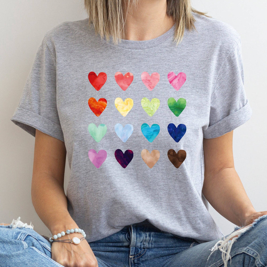 Colorful Hearts, Rainbow, Love, Super Soft Valentine - Adult & Kids T-Shirts, Sweatshirts & Hoodies apparel design preview 1