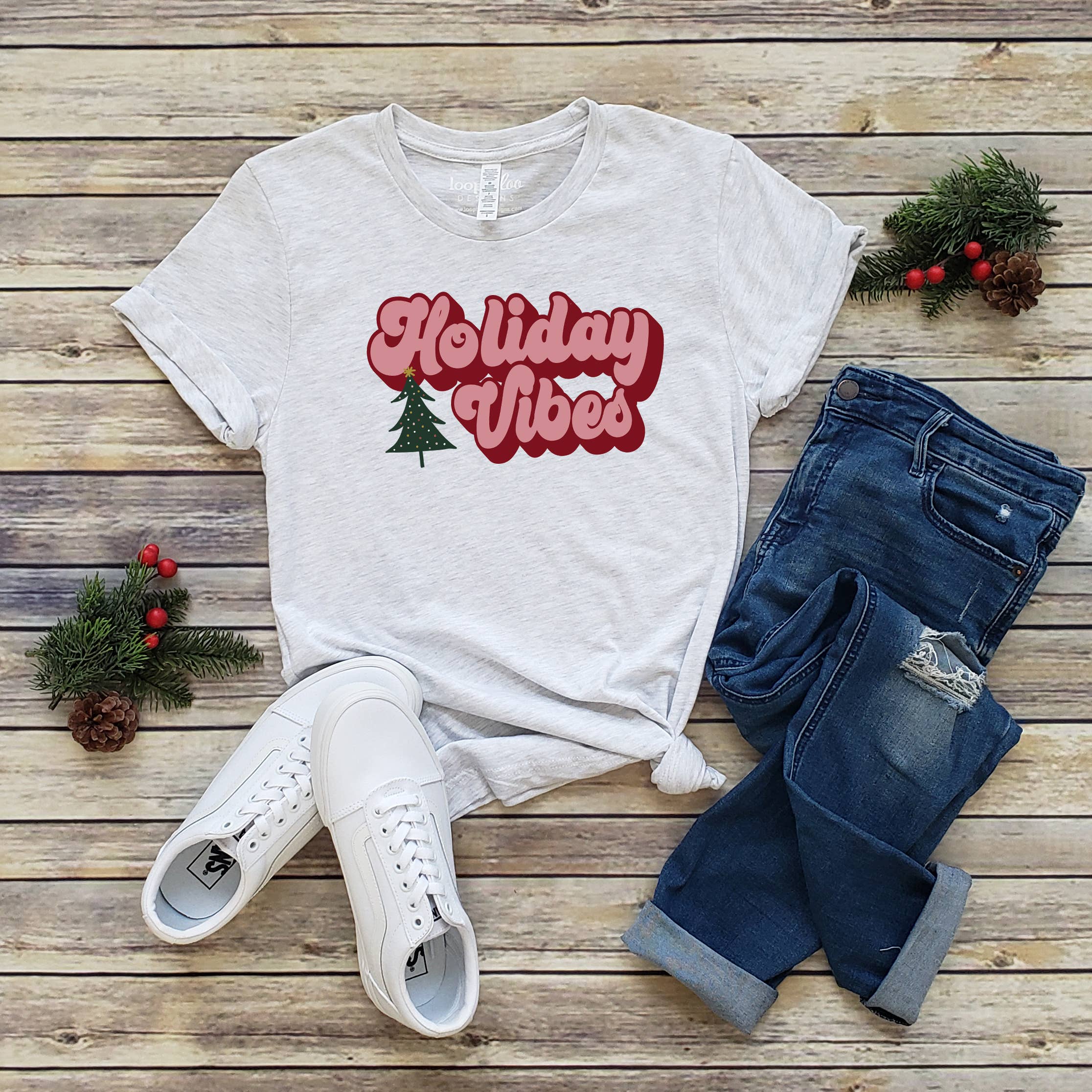 Holiday Vibes Christmas Sizes XS-2XL - Adult & Kids T-Shirts, Sweatshirts & Hoodies apparel design preview 1