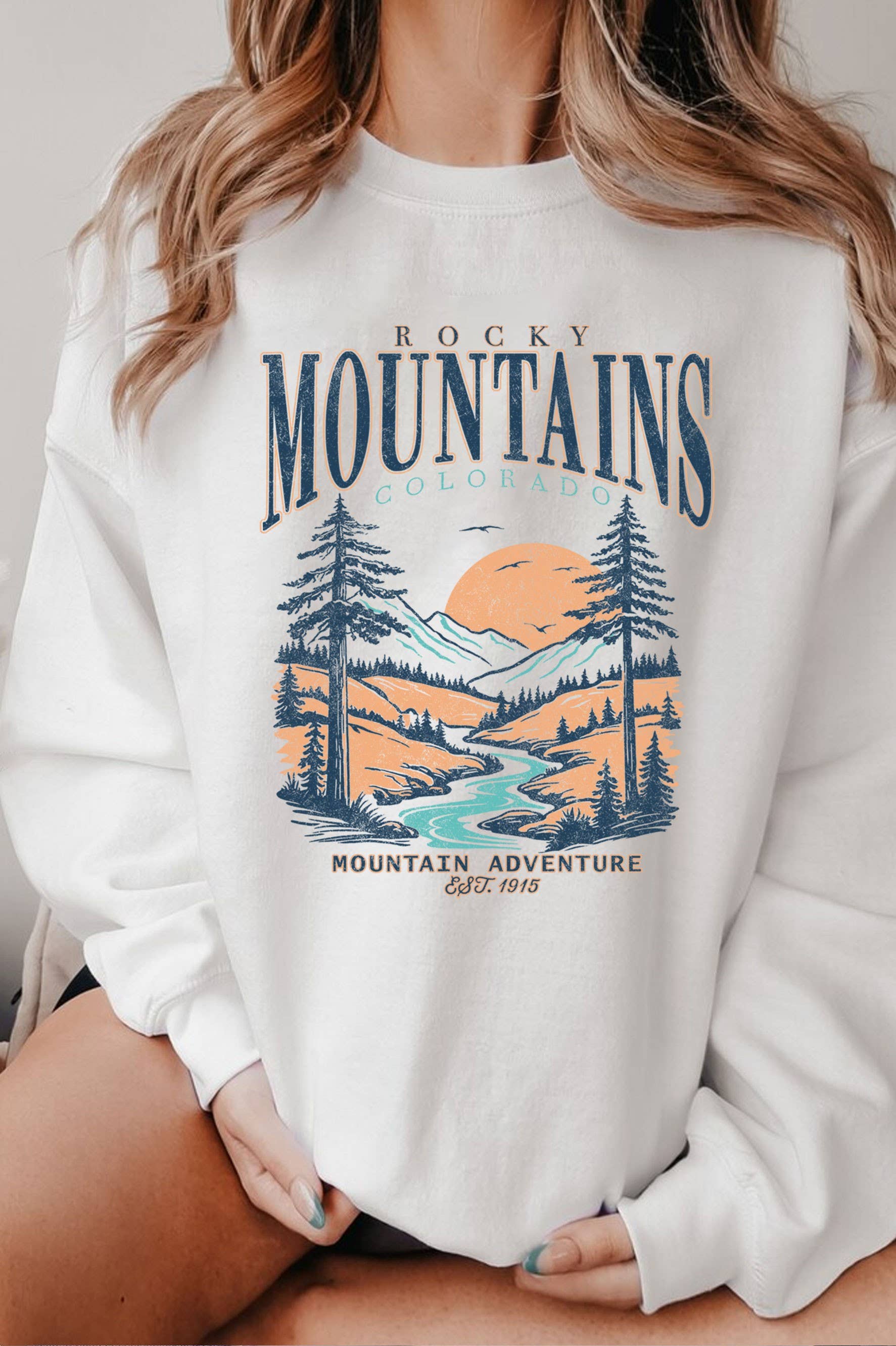 Rocky Mountains Colorado Graphic Brushed - Adult & Kids T-Shirts, Sweatshirts & Hoodies apparel design preview 1