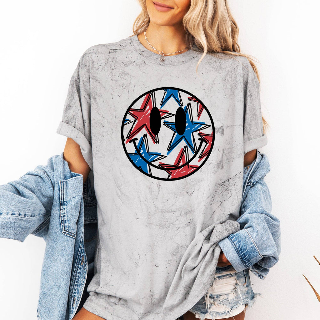 Retro Smiley USA, America, 4th of July, Color Blast - Adult & Kids T-Shirts, Sweatshirts & Hoodies apparel design preview 1