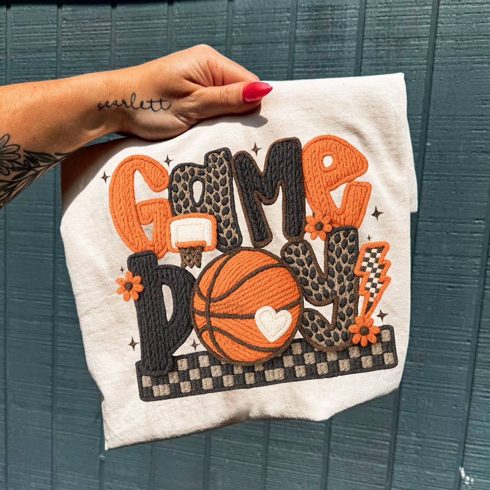 Faux Yarn Game Day Basketball Leopard - Adult & Kids T-Shirts, Sweatshirts & Hoodies apparel design preview 1