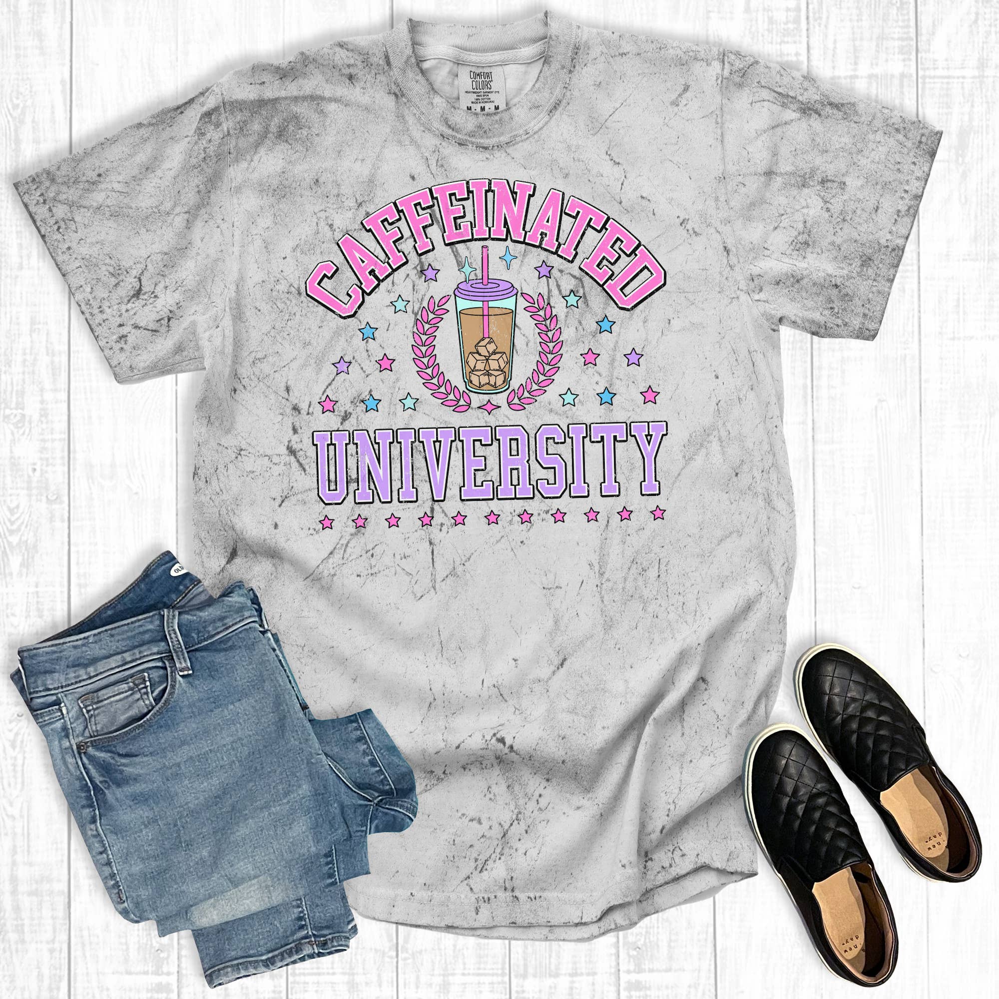 Coffee Caffeinated University Comfort Colors Graphic - Adult & Kids T-Shirts, Sweatshirts & Hoodies apparel design preview 1