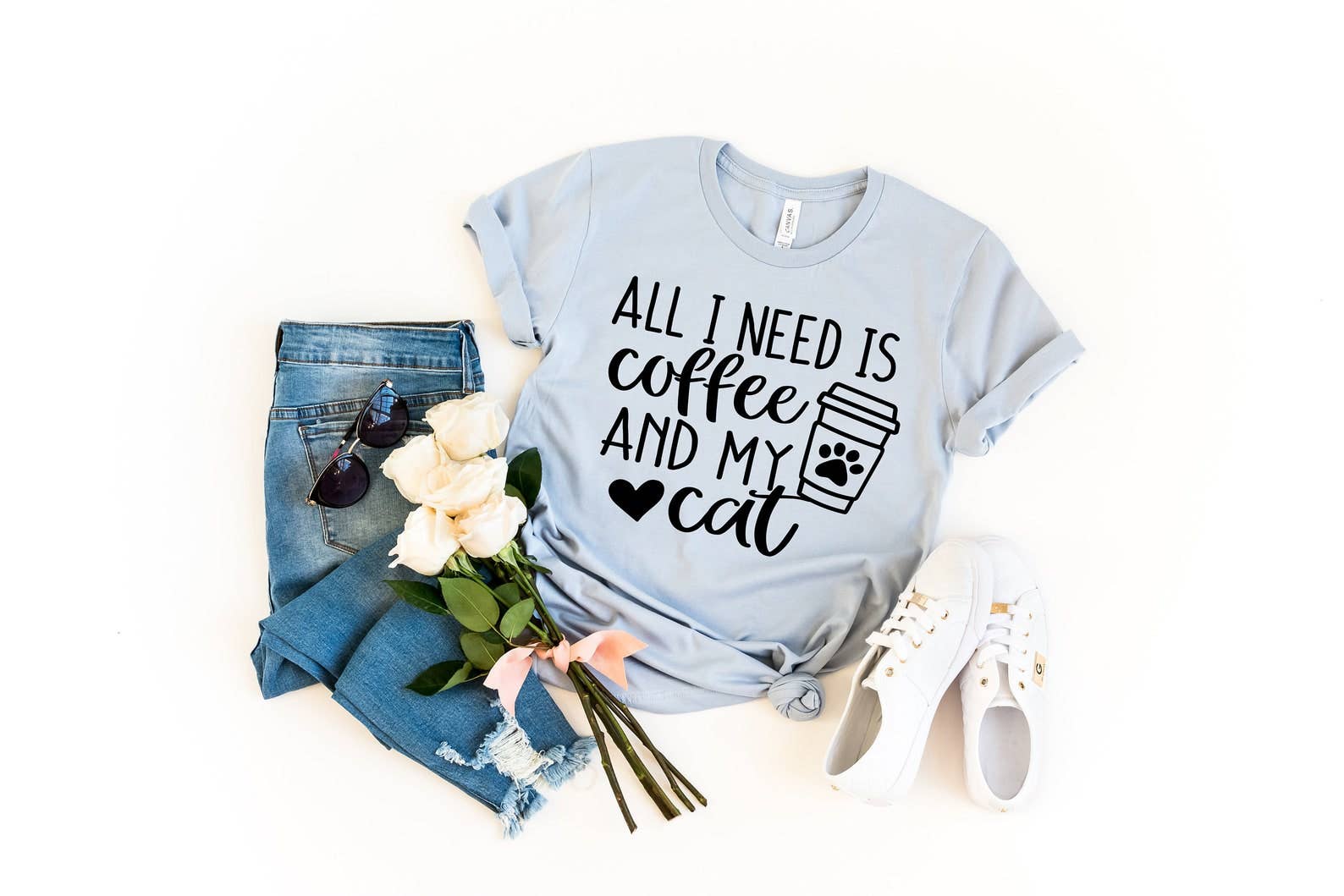 All I Need Is Coffee and My Cat - Adult & Kids T-Shirts, Sweatshirts & Hoodies apparel design preview 1