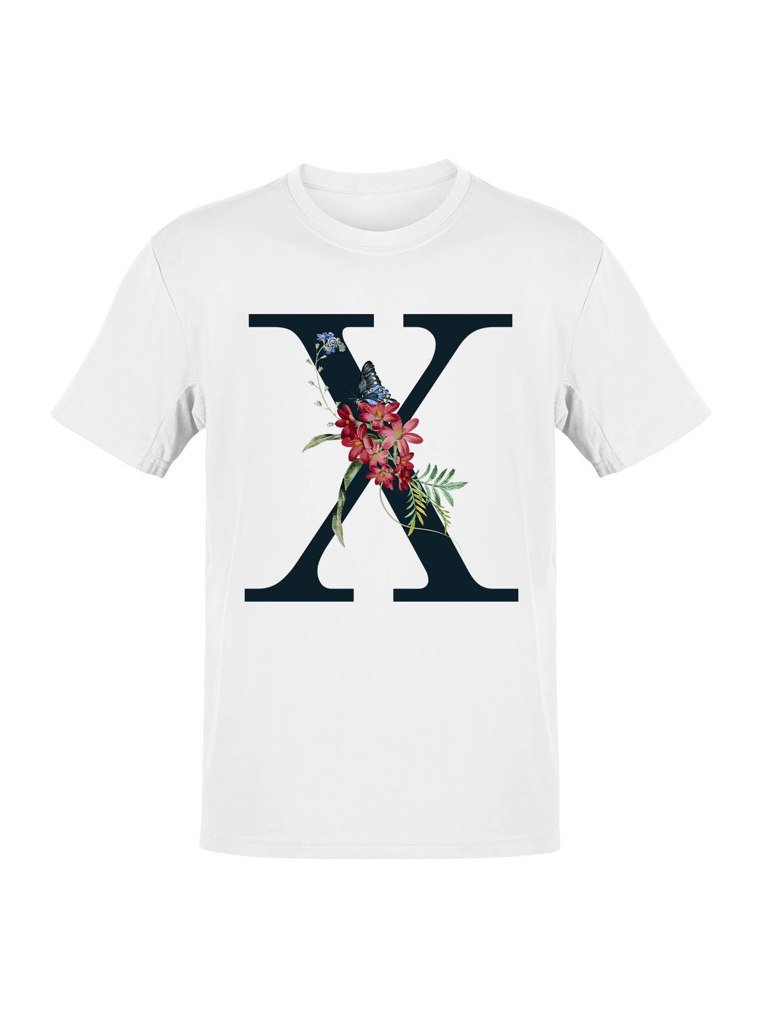 Artistic Floral Letter X with Butterfly Women's - Adult & Kids T-Shirts, Sweatshirts & Hoodies apparel design preview 1