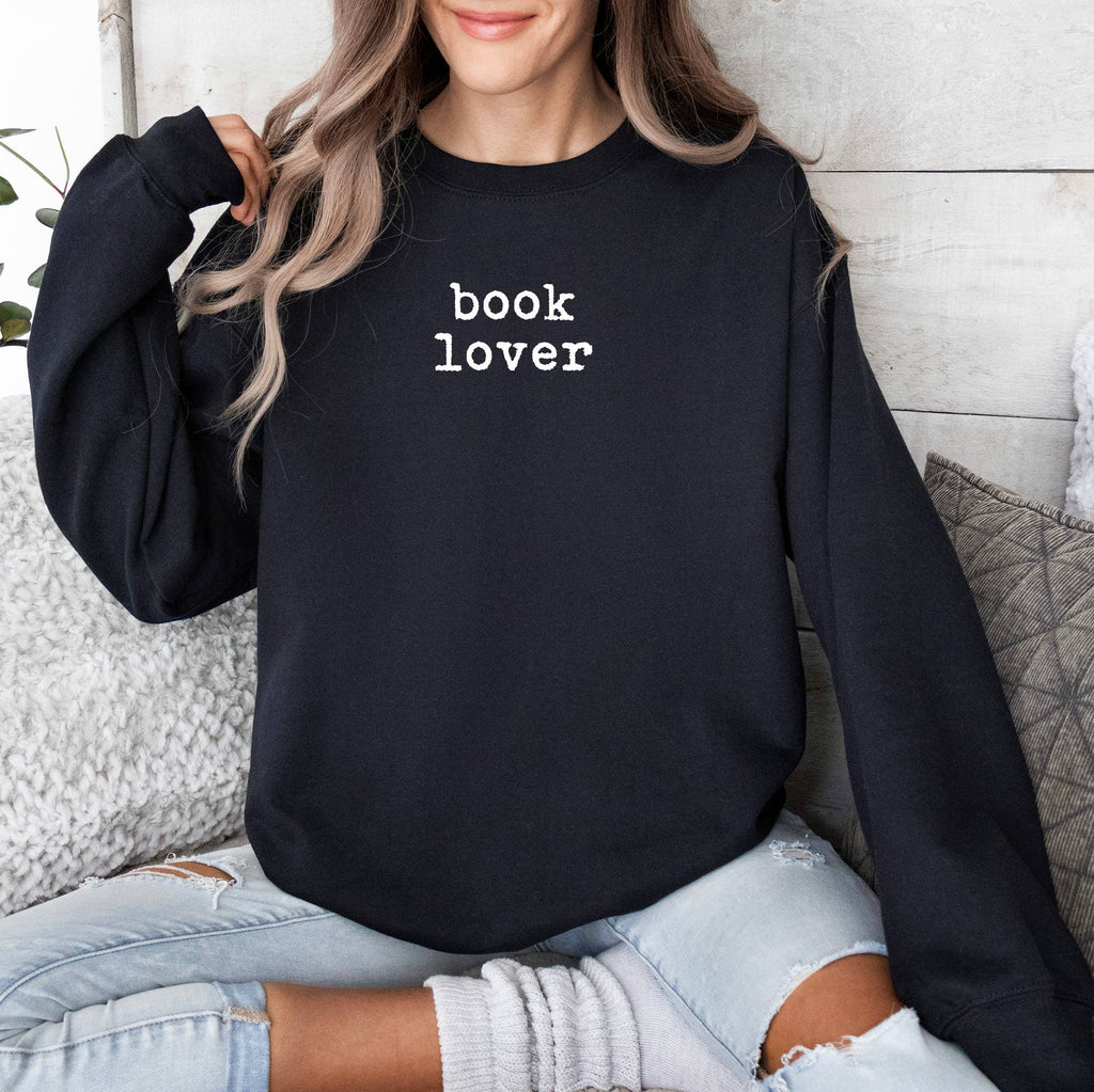Book Lover Black Crewneck Valentine's Day - Adult & Kids T-Shirts, Sweatshirts & Hoodies apparel design preview 1