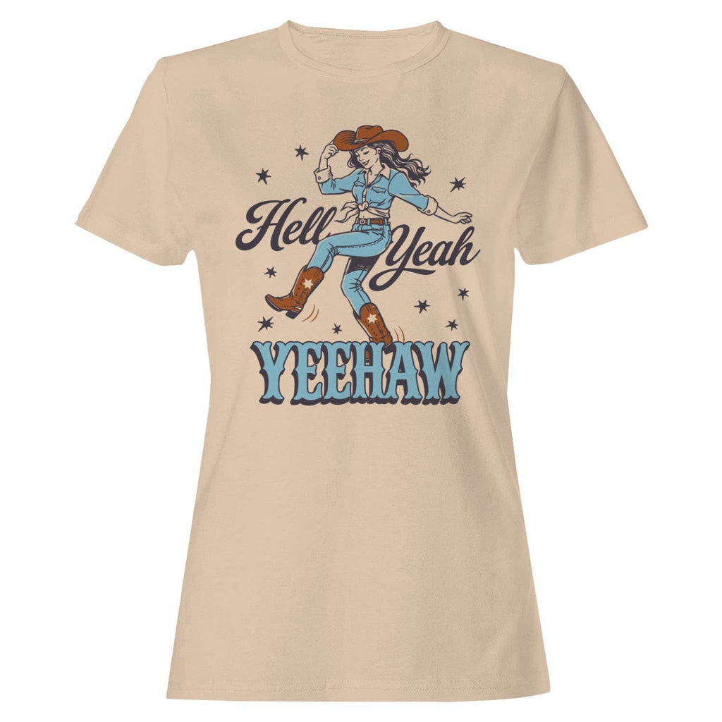 Hell Yeah Yeehaw Cowgirl Women's Natural - Adult & Kids T-Shirts, Sweatshirts & Hoodies apparel design preview 1