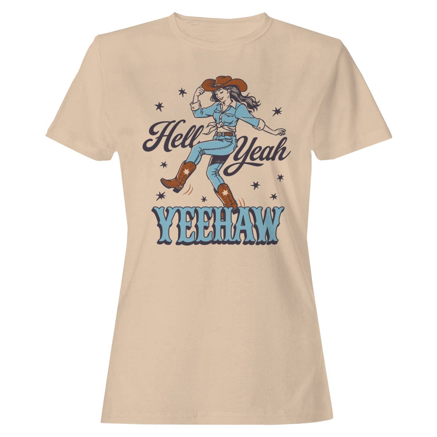 Hell Yeah Yeehaw Cowgirl Women's Natural - Adult & Kids T-Shirts, Sweatshirts & Hoodies apparel design preview 1