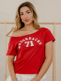 Arkansas Razorbacks College Arch Red Off Shoulder - Adult & Kids T-Shirts, Sweatshirts & Hoodies apparel design preview 1