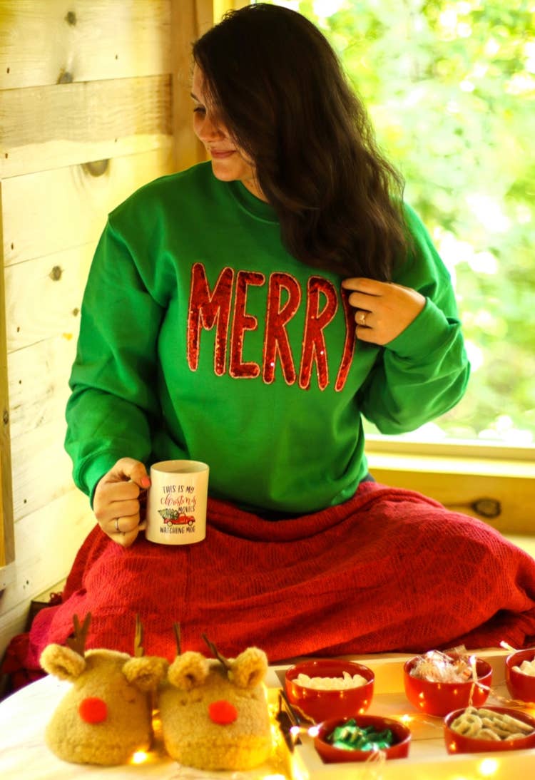 Green Merry (Christmas) - Adult & Kids T-Shirts, Sweatshirts & Hoodies apparel design preview 1