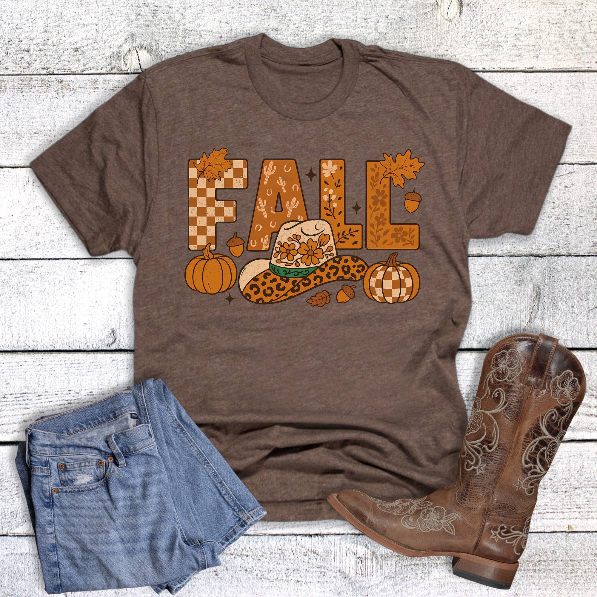 Western Fall Patterned Cowboy Hat Graphic - Adult & Kids T-Shirts, Sweatshirts & Hoodies apparel design preview 1