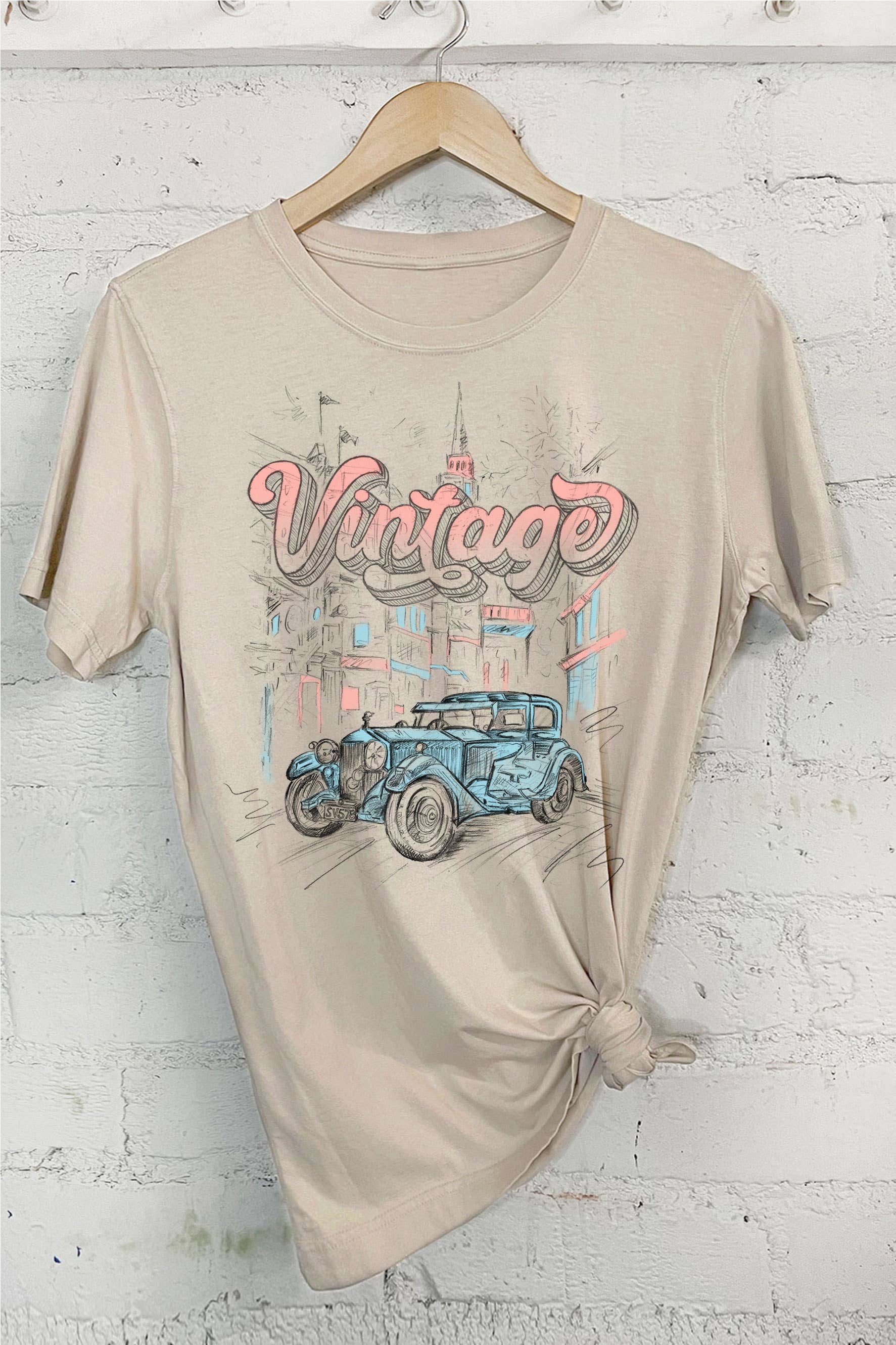 Vintage Car-Hand Drawn Design - Adult & Kids T-Shirts, Sweatshirts & Hoodies apparel design preview 1