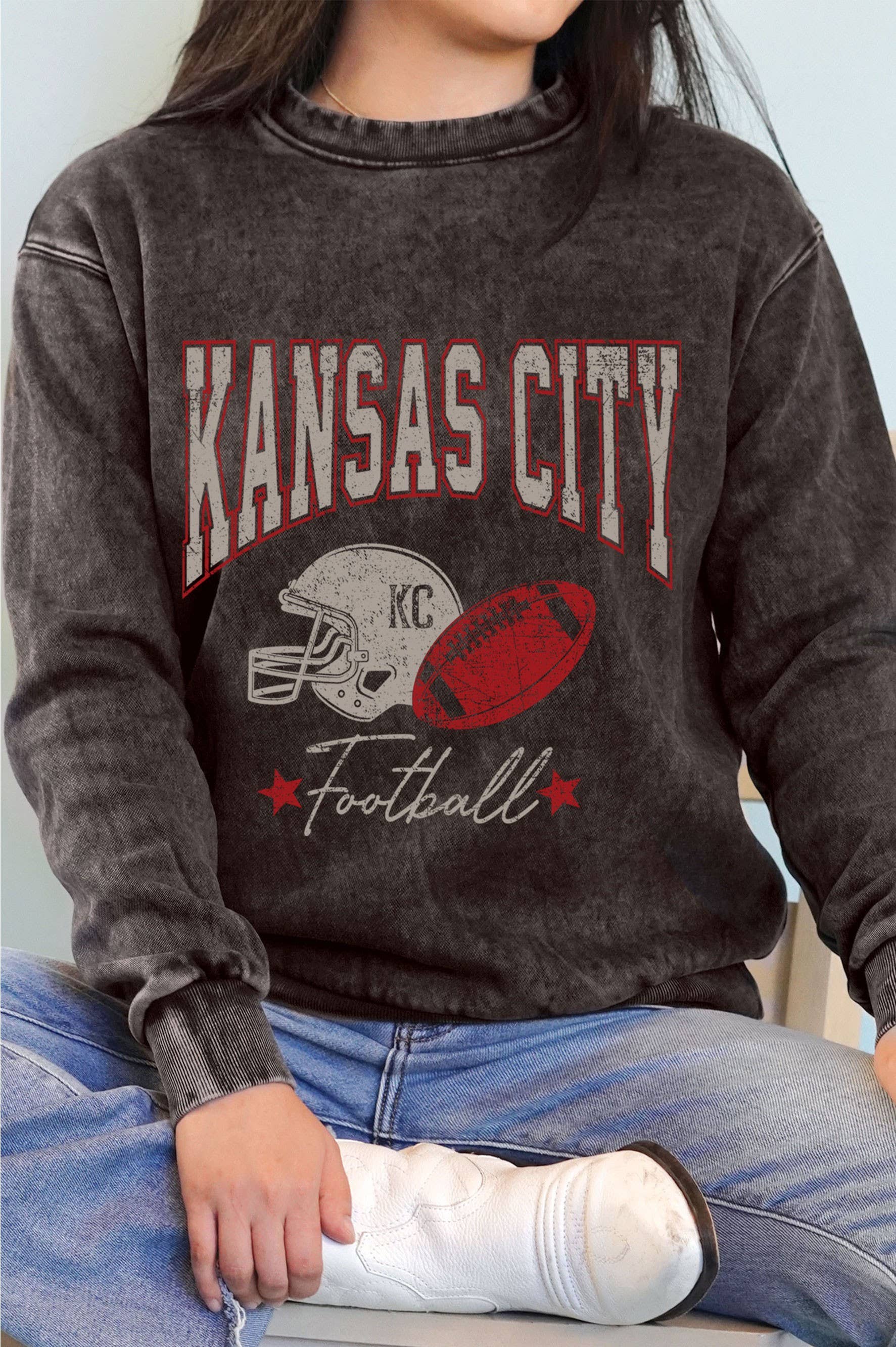 Kansas City Football Graphic Brushed - Adult & Kids T-Shirts, Sweatshirts & Hoodies apparel design preview 1