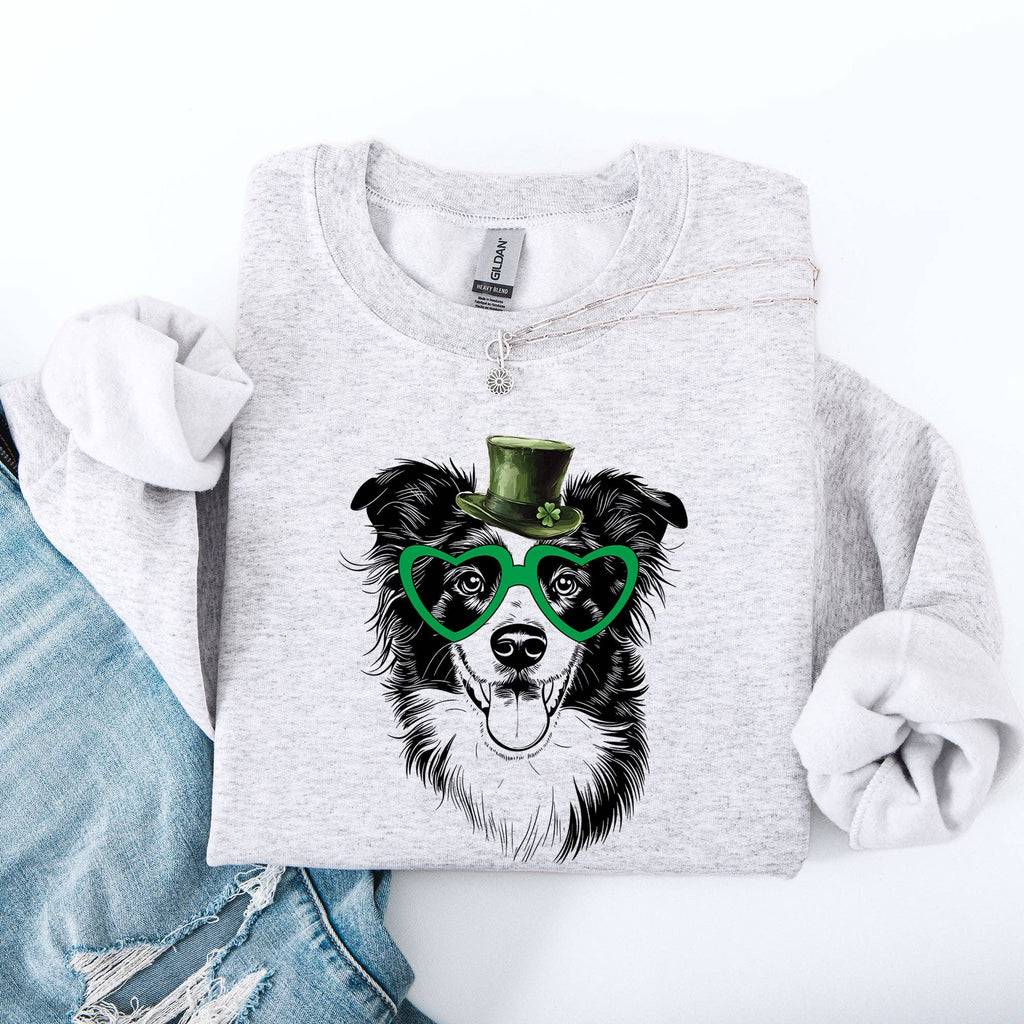 Border Collie, Dog, St Patrick's Day, Lucky Irish - Adult & Kids T-Shirts, Sweatshirts & Hoodies apparel design preview 1