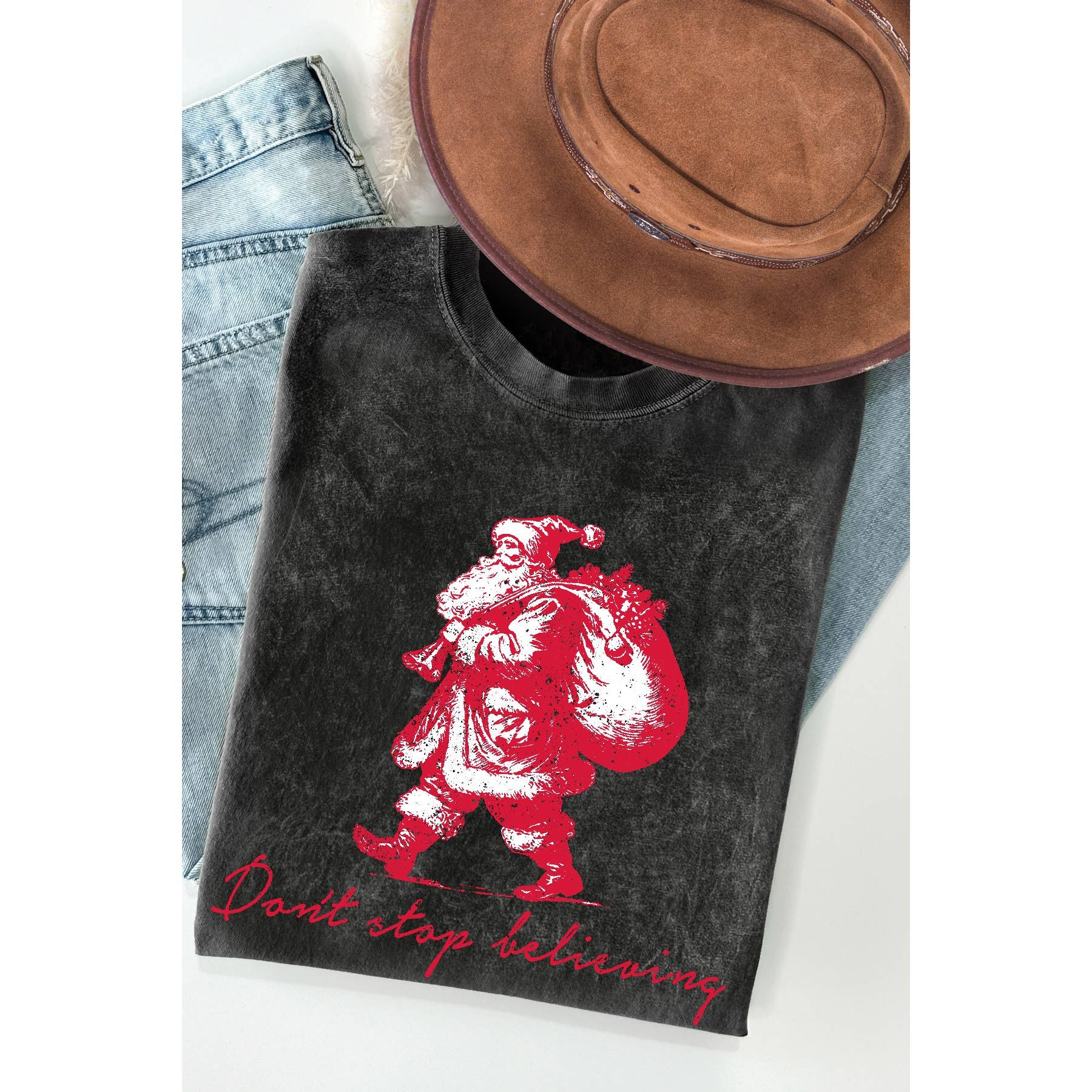 Dont Stop Delivering Santa Mineral Wash - Adult & Kids T-Shirts, Sweatshirts & Hoodies apparel design preview 1