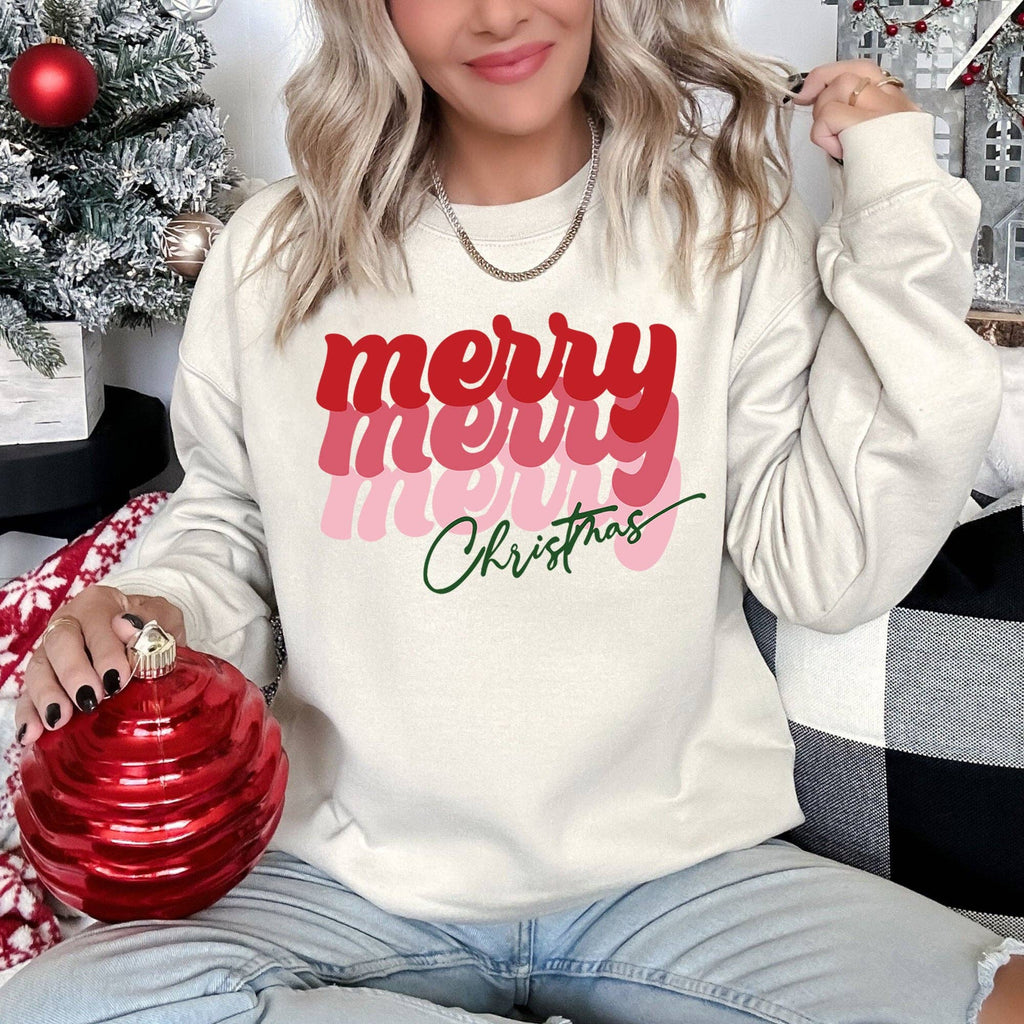 Merry Christmas Retro Text - Adult & Kids T-Shirts, Sweatshirts & Hoodies apparel design preview 1