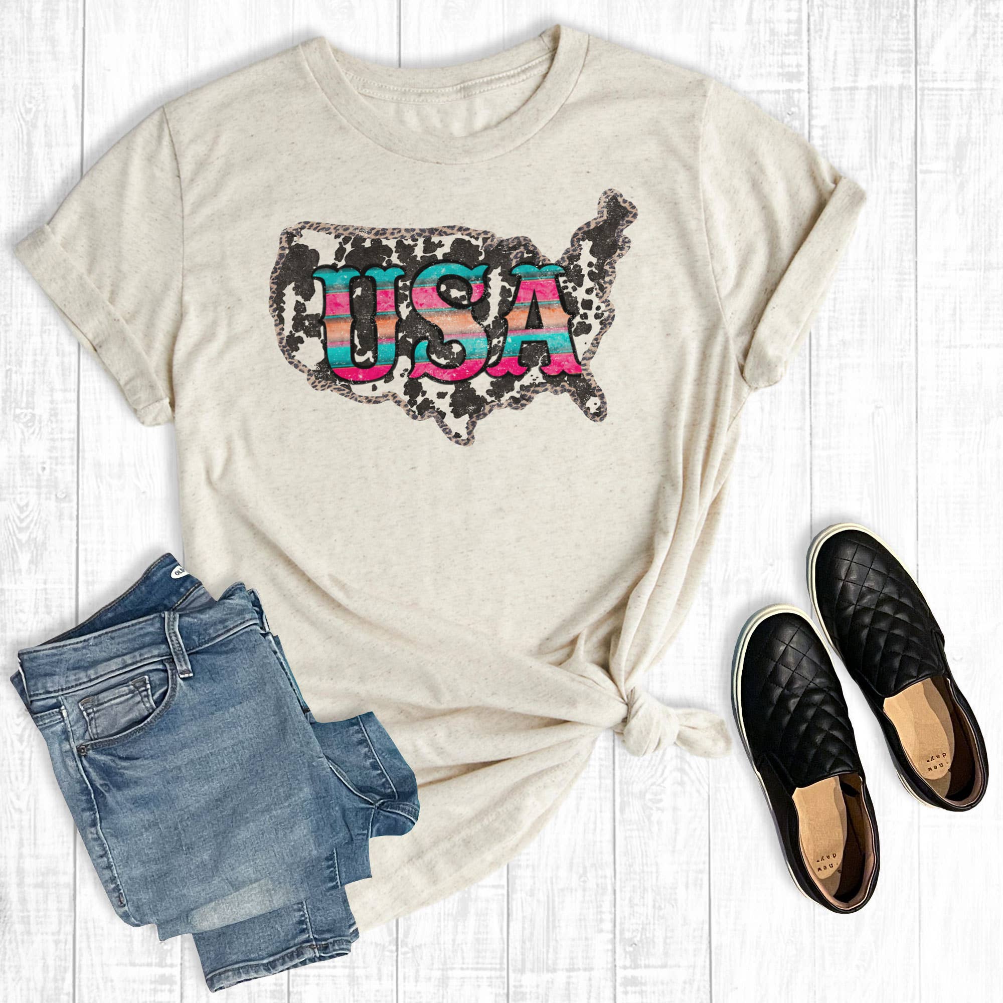 Serape Cow Print USA - Adult & Kids T-Shirts, Sweatshirts & Hoodies apparel design preview 1