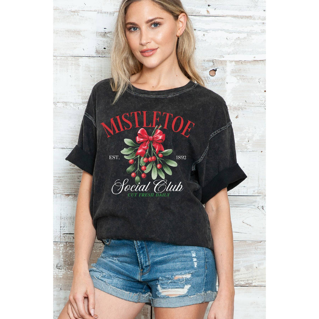 Mistletoe Social Club Oversize Mineral Wash - Adult & Kids T-Shirts, Sweatshirts & Hoodies apparel design preview 1