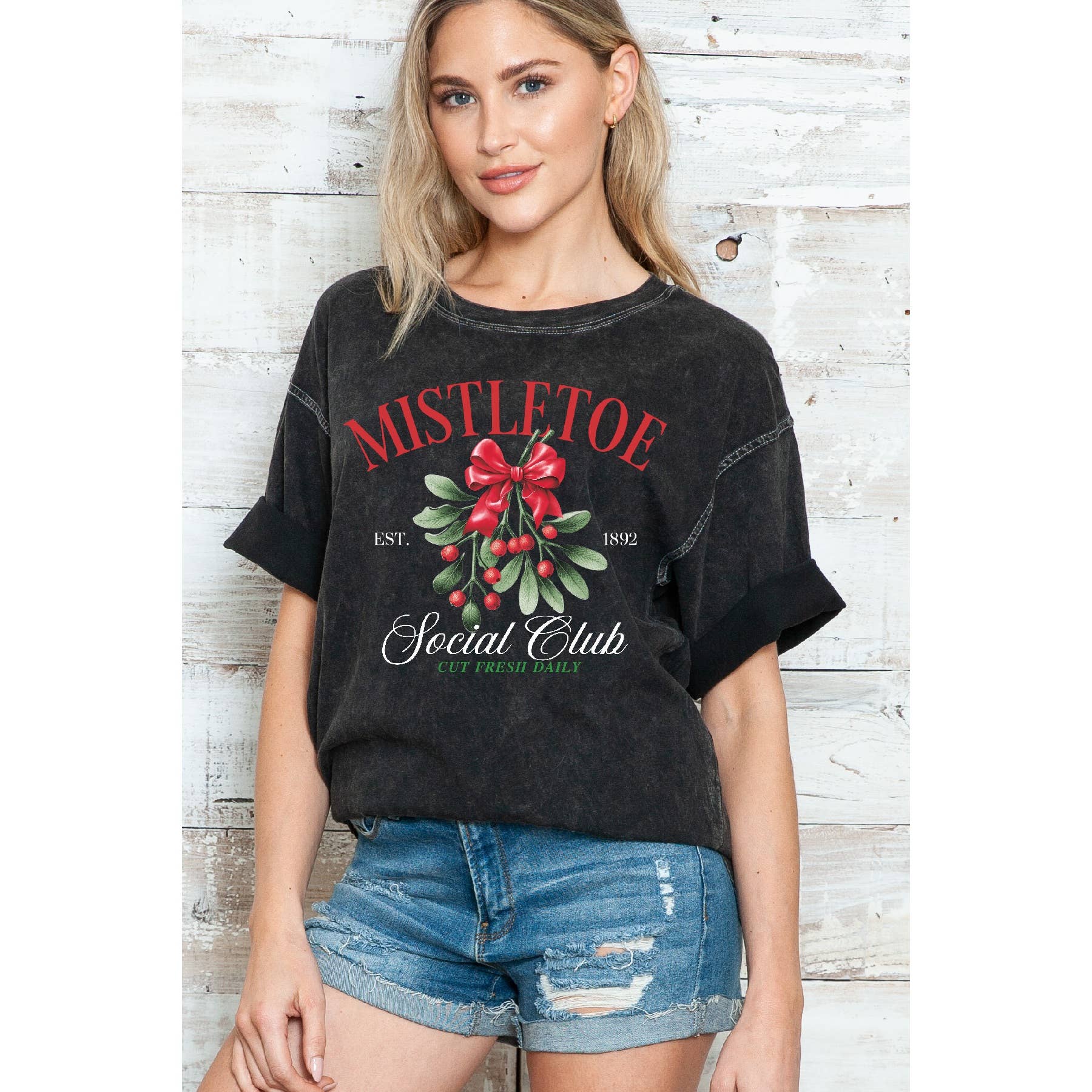 Mistletoe Social Club Oversize Mineral Wash - Adult & Kids T-Shirts, Sweatshirts & Hoodies apparel design preview 1