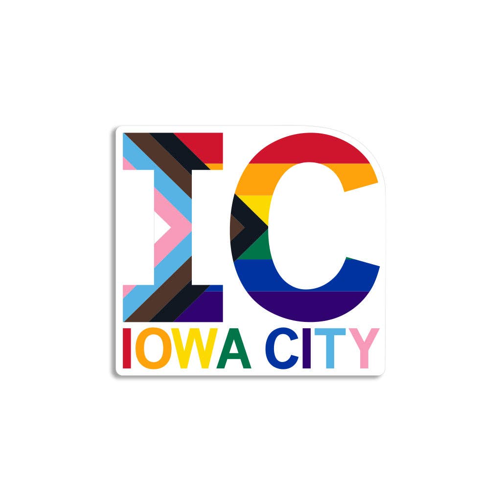 Ic Stacked Text Progress Pride Flag Die-Cut Sticker - Adult & Kids T-Shirts, Sweatshirts & Hoodies apparel design preview 1