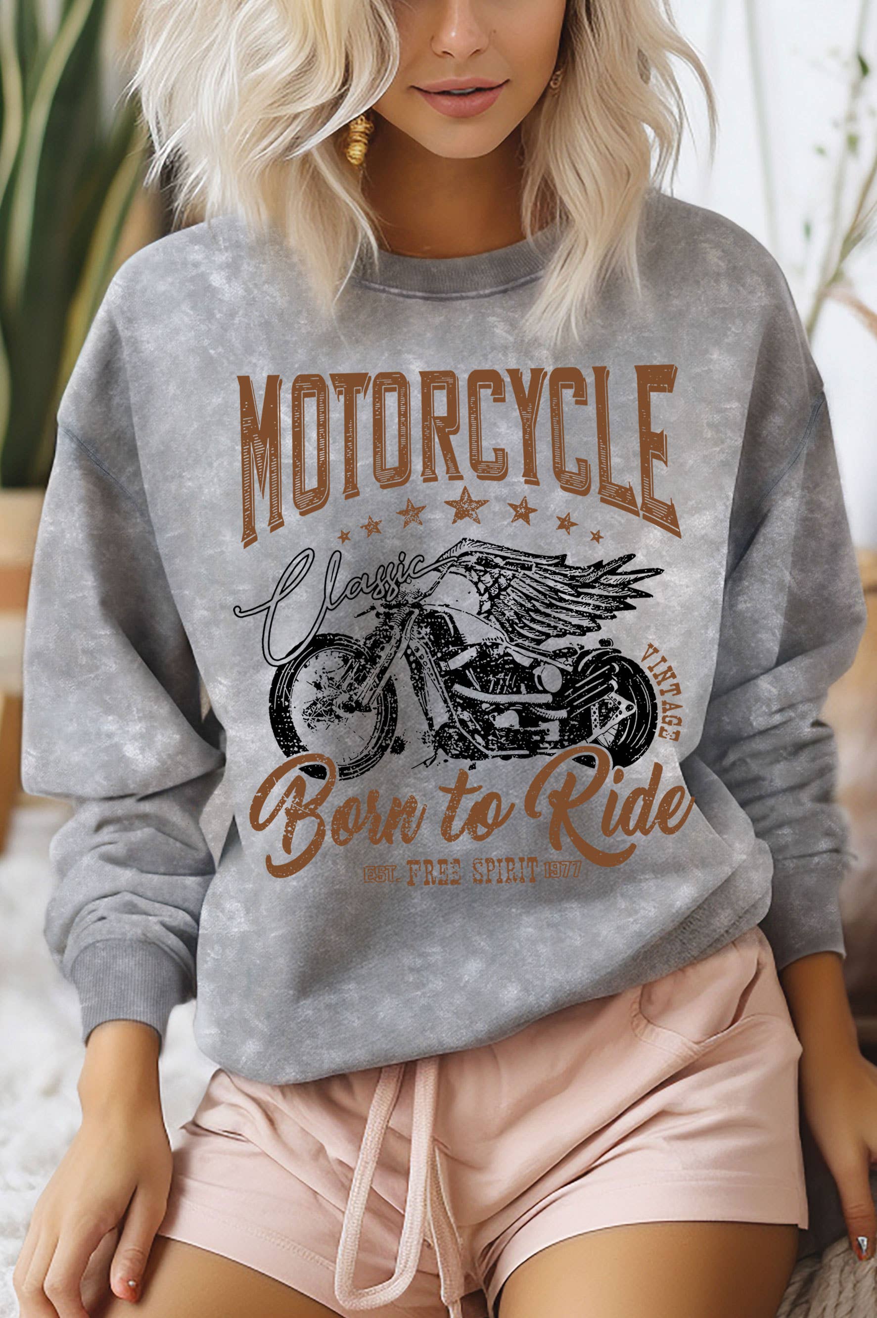 Born To Ride Motorcycle Mineral Graphic Brushed - Adult & Kids T-Shirts, Sweatshirts & Hoodies apparel design preview 1