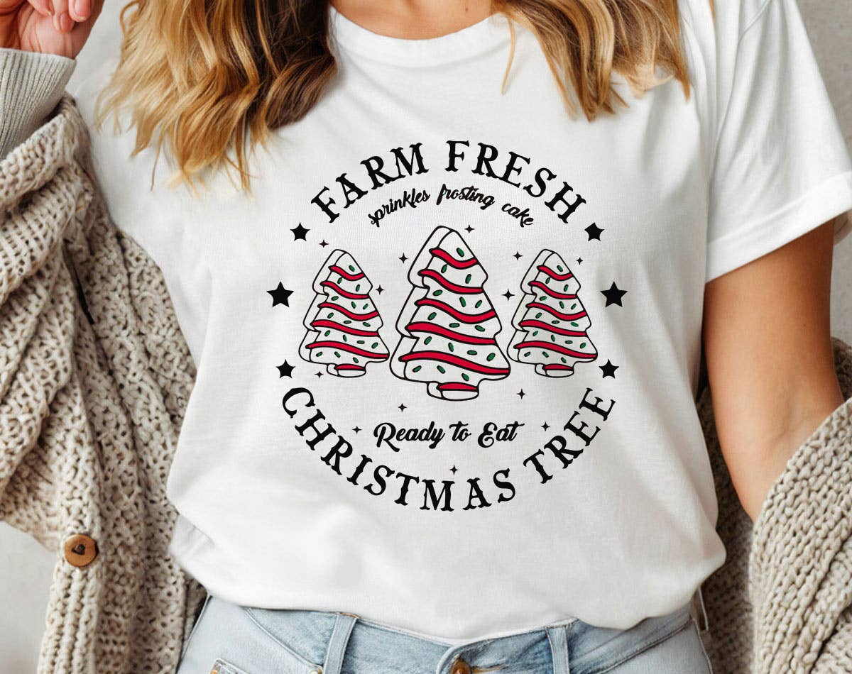 Farm Fresh Christmas Tree Cakes Funny Holiday - Adult & Kids T-Shirts, Sweatshirts & Hoodies apparel design preview 1