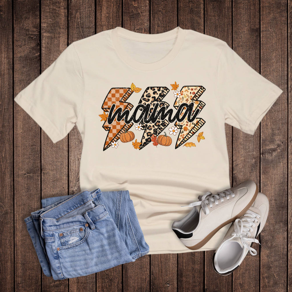 Fall Patterned Lightning Mama Graphic - Adult & Kids T-Shirts, Sweatshirts & Hoodies apparel design preview 1