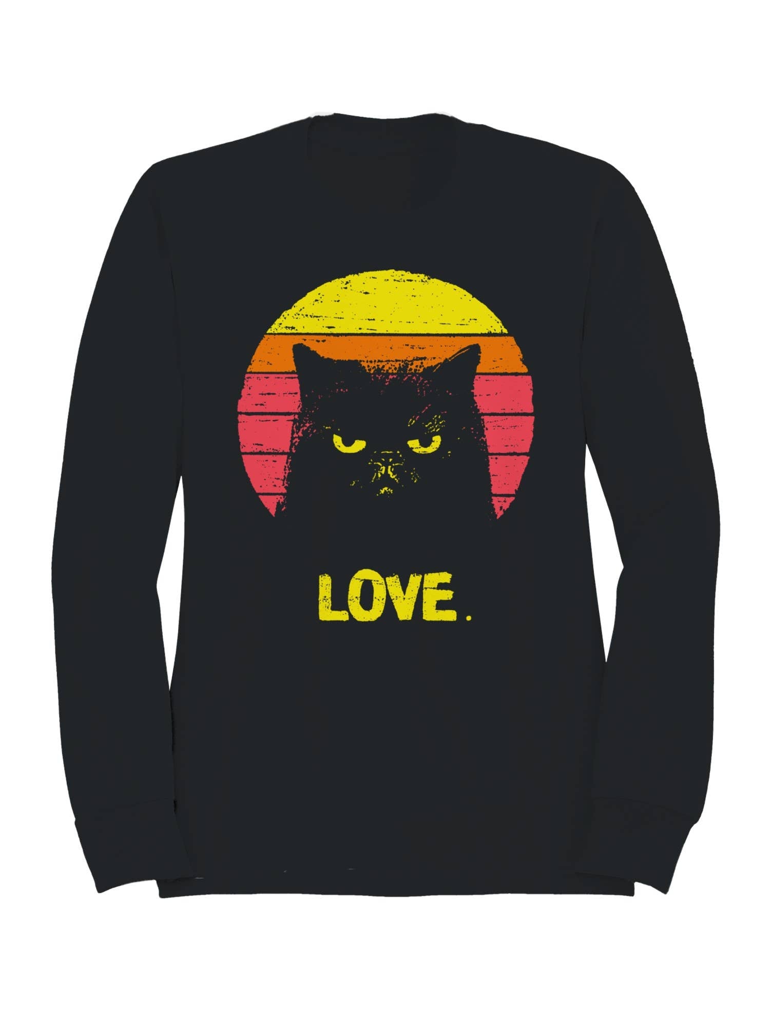 Retro Grumpy Cat Love Sunset Men's - Adult & Kids T-Shirts, Sweatshirts & Hoodies apparel design preview 1