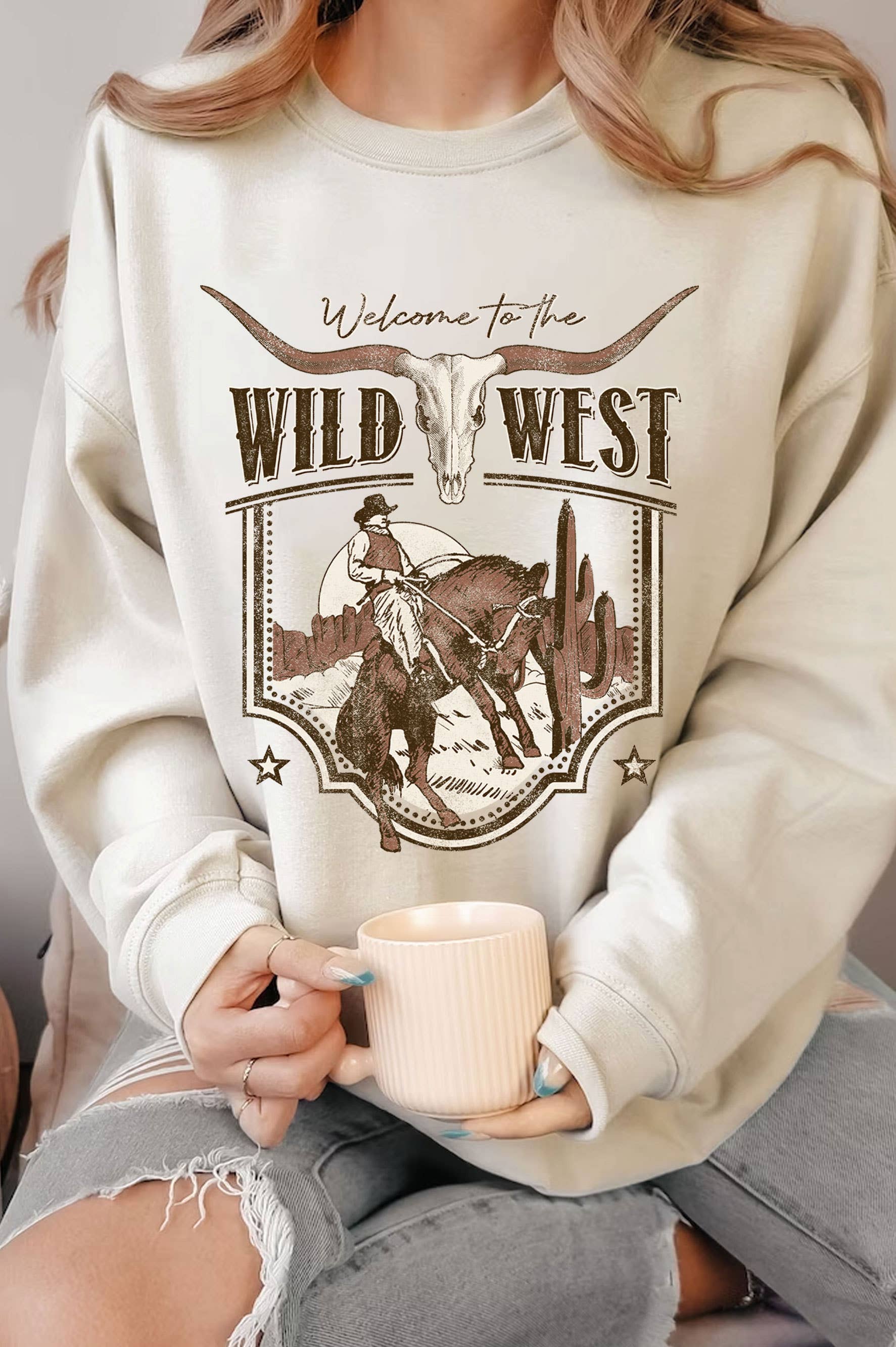 Welcome To the Wild West Cowboy Graphic Brush - Adult & Kids T-Shirts, Sweatshirts & Hoodies apparel design preview 1