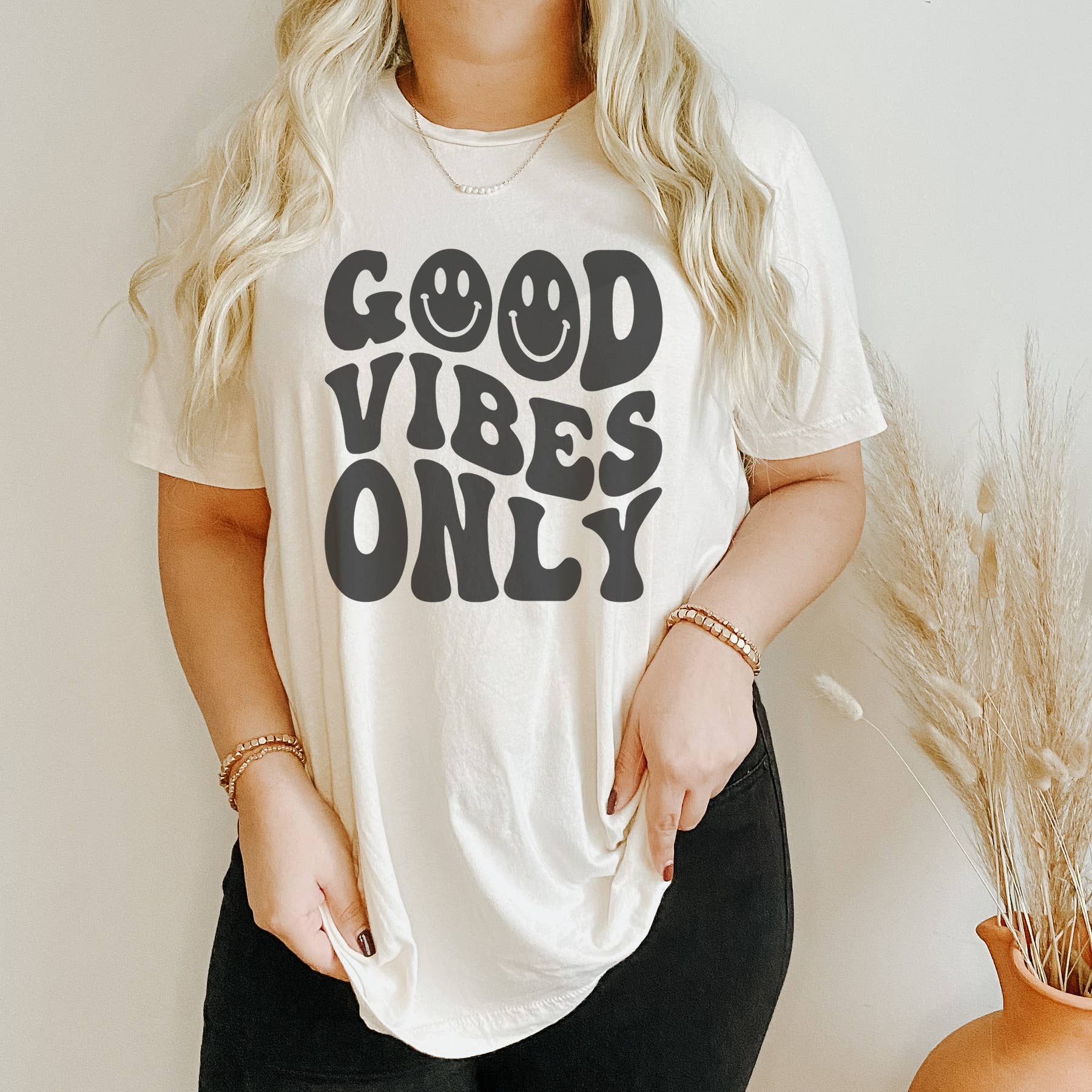 Good Vibes Only Happy Face Retro - Adult & Kids T-Shirts, Sweatshirts & Hoodies apparel design preview 1
