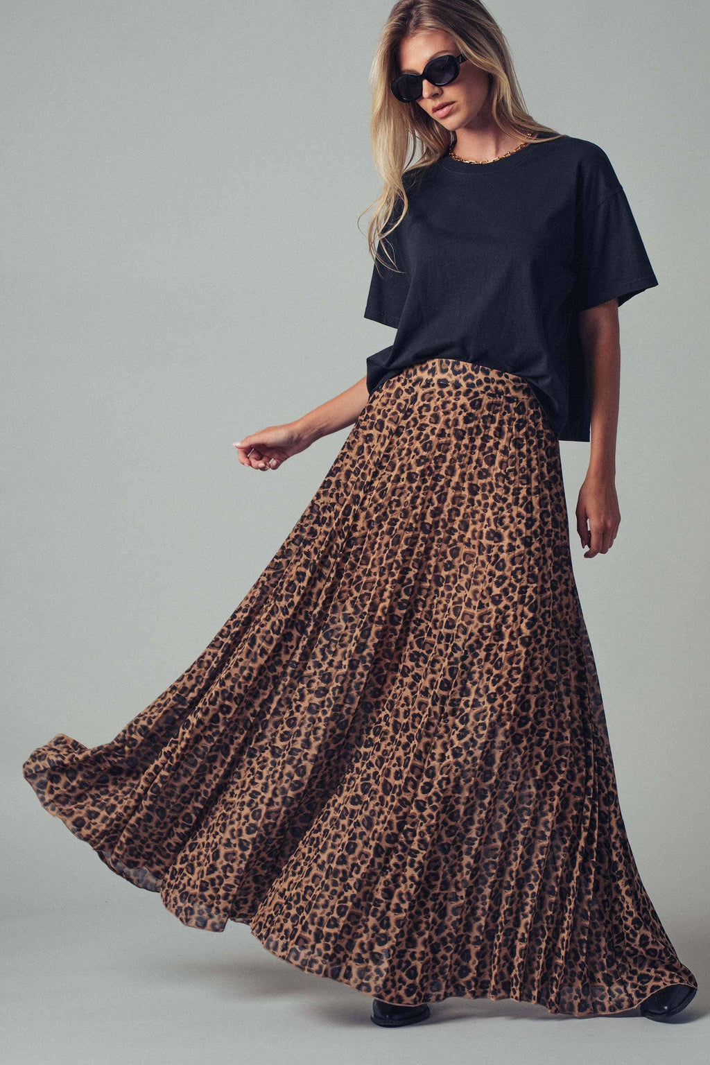 Sophisticated Leopard Print Pleated Flowy A Line Midi - Adult & Kids T-Shirts, Sweatshirts & Hoodies apparel design preview 1