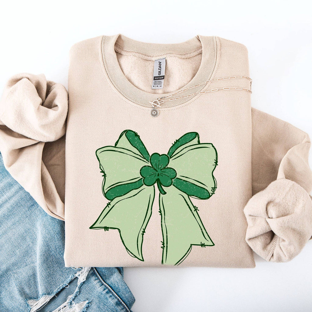 Vintage Bow, Coquette, St Patrick's Day, Shamrock - Adult & Kids T-Shirts, Sweatshirts & Hoodies apparel design preview 1