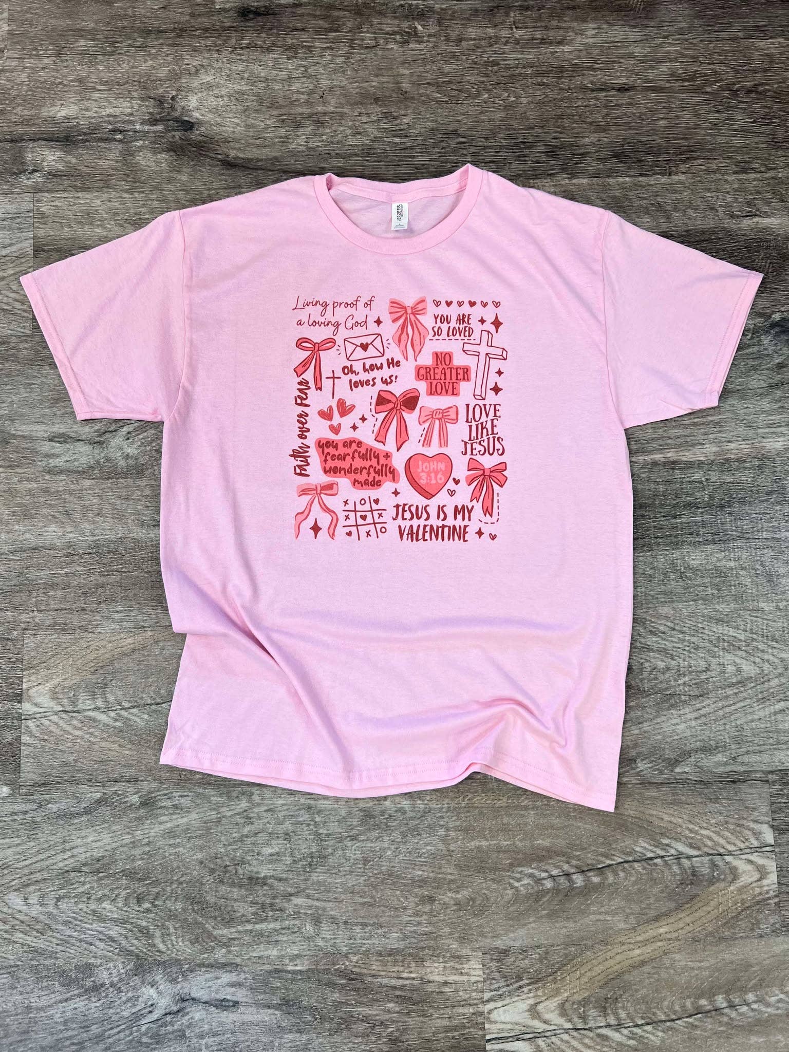 Jesus Is My Valentine Collage On Pink - Adult & Kids T-Shirts, Sweatshirts & Hoodies apparel design preview 1