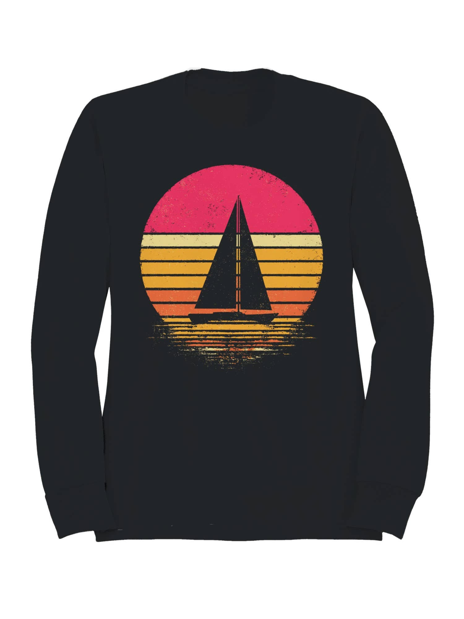 Vintage Sunset Sailboat Silhouette Men's - Adult & Kids T-Shirts, Sweatshirts & Hoodies apparel design preview 1