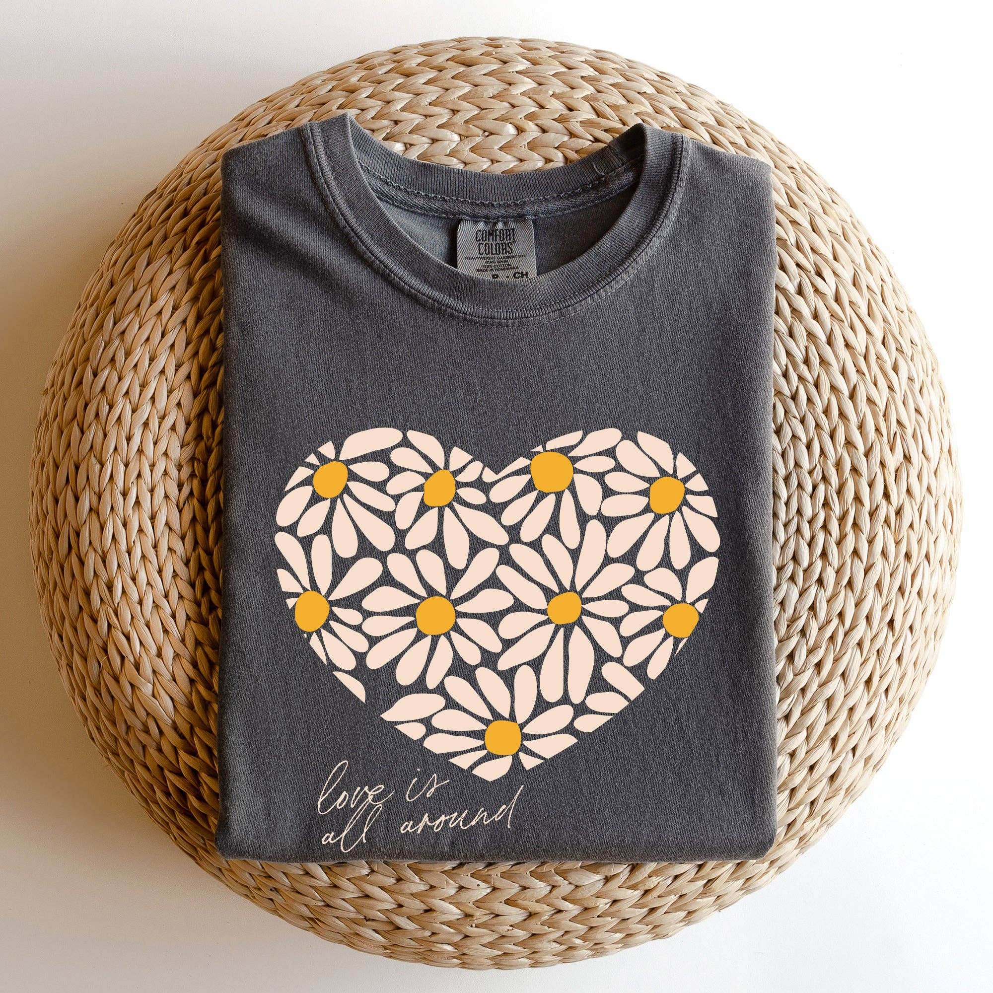 Love Is All Around, Daisy, Heart, Comfort Colors - Adult & Kids T-Shirts, Sweatshirts & Hoodies apparel design preview 1
