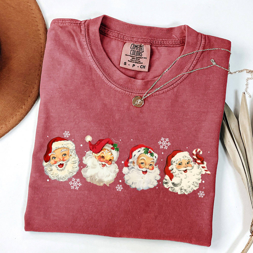 Retro Santas in A Row, Christmas, Winter, Xmas - Adult & Kids T-Shirts, Sweatshirts & Hoodies apparel design preview 1