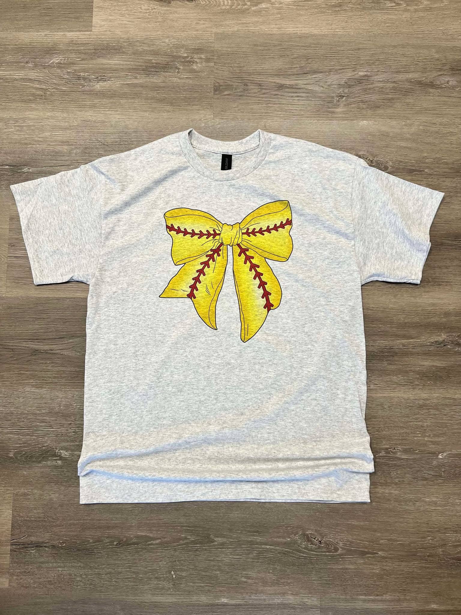 Softball Bow On Ash - Adult & Kids T-Shirts, Sweatshirts & Hoodies apparel design preview 1