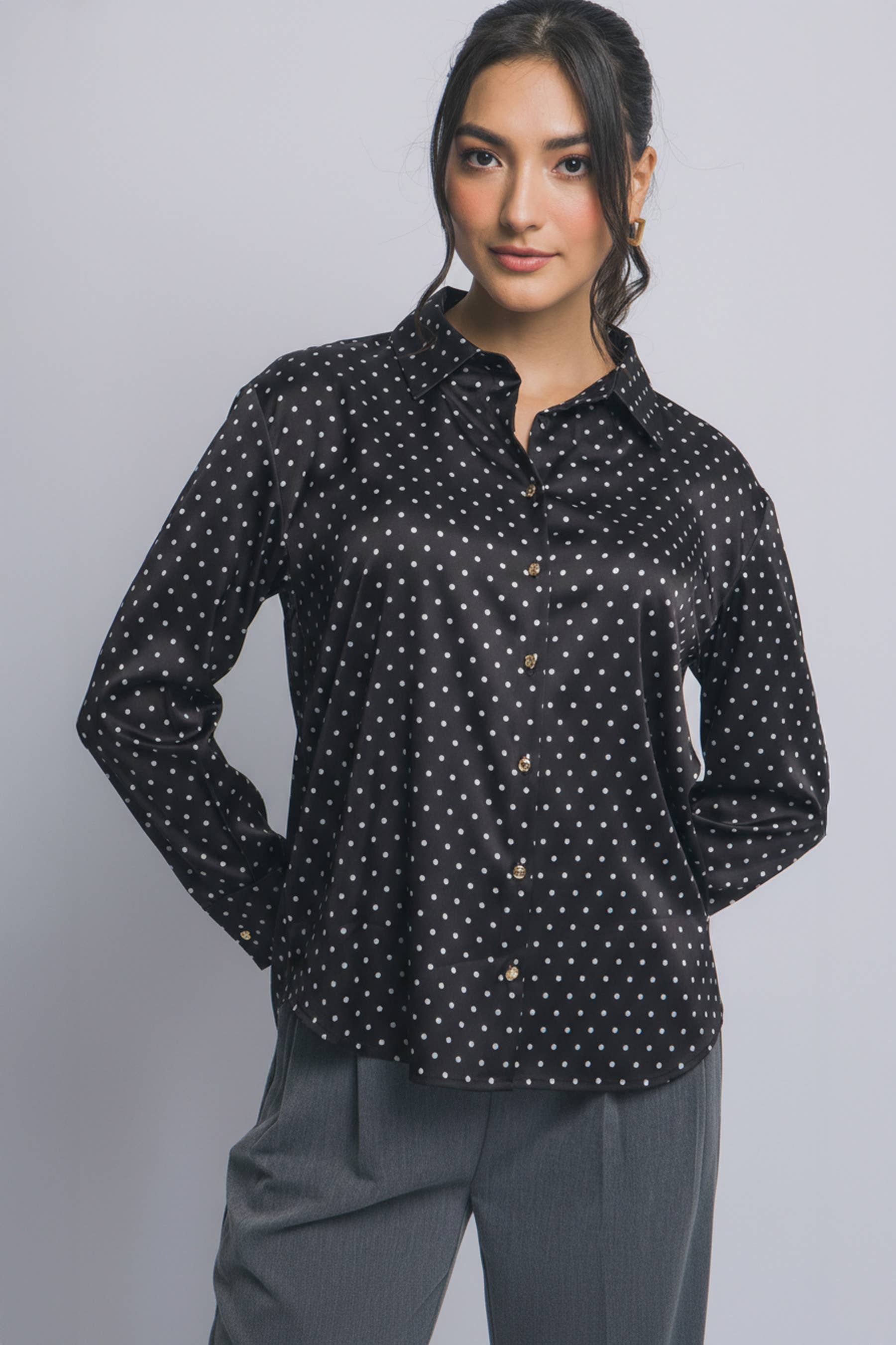 1212 Polka Dot Satin Spread Collar SI-29186 - Adult & Kids T-Shirts, Sweatshirts & Hoodies apparel design preview 1