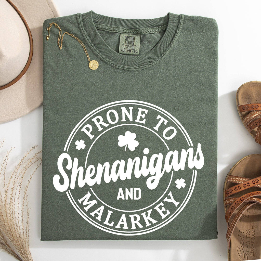 Prone To Shenanigans and Malarkey, St Patrick's Day - Adult & Kids T-Shirts, Sweatshirts & Hoodies apparel design preview 1