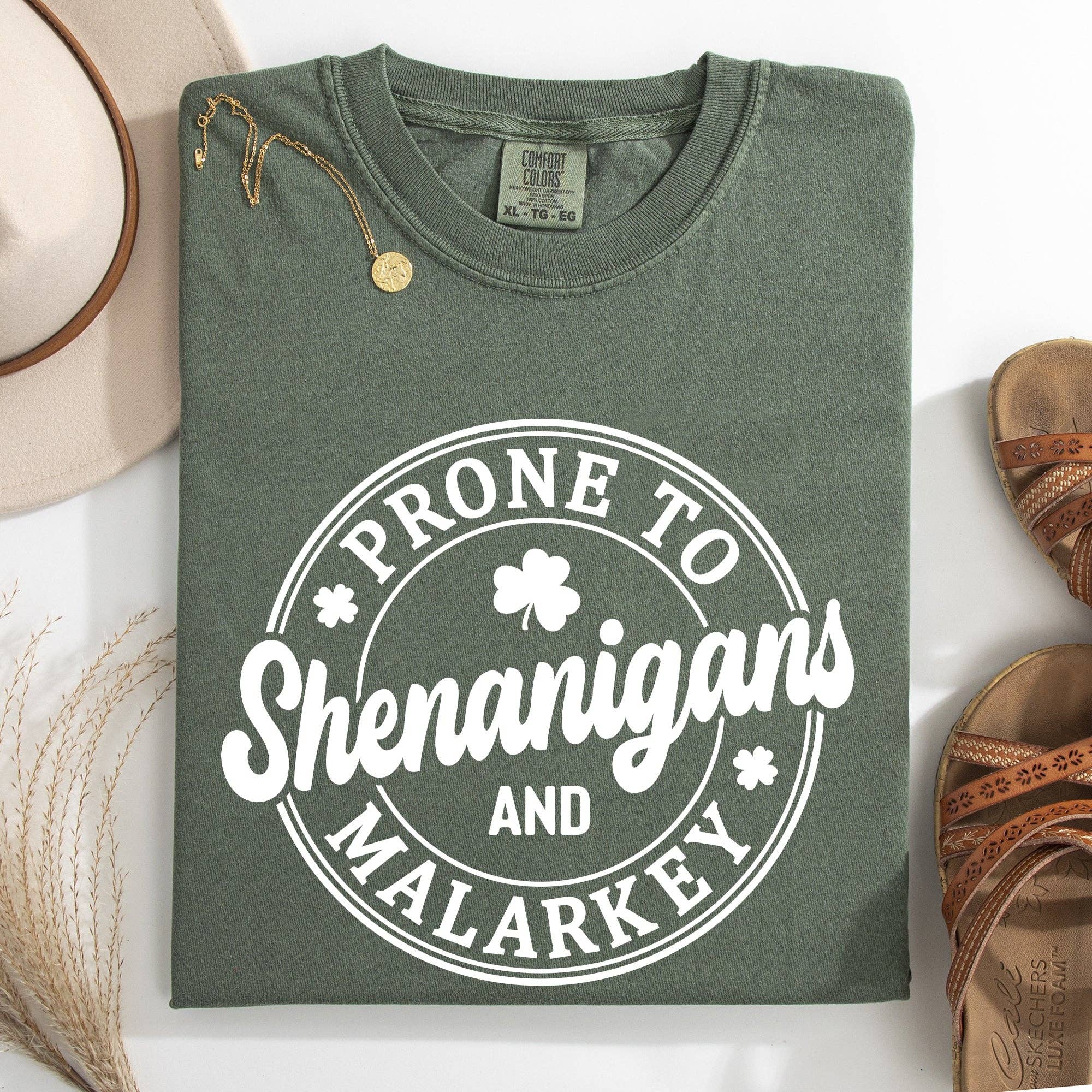 Prone To Shenanigans and Malarkey, St Patrick's Day - Adult & Kids T-Shirts, Sweatshirts & Hoodies apparel design preview 1