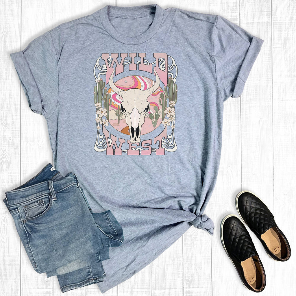 Western Wild West Cow Skull Graphic - Adult & Kids T-Shirts, Sweatshirts & Hoodies apparel design preview 1