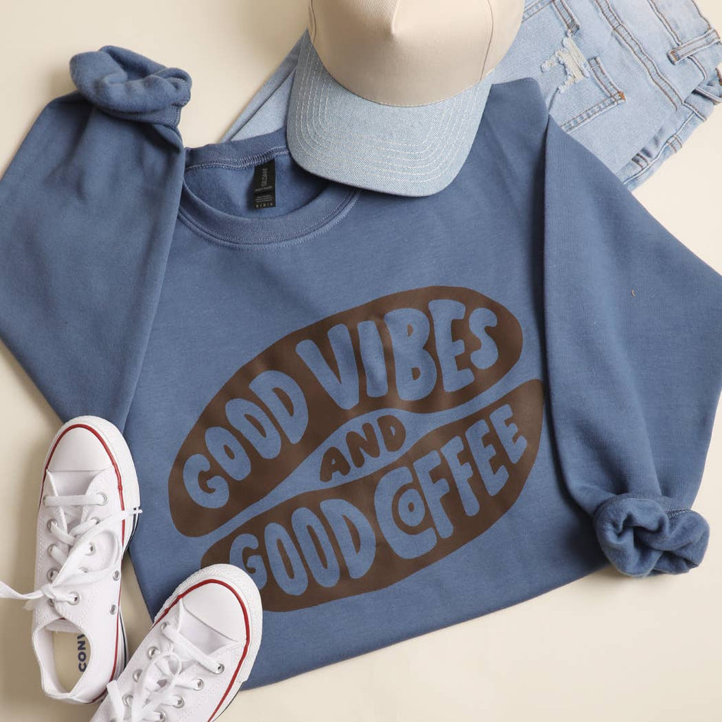 Good Vibes and Coffee Heavyweight Fleece - Adult & Kids T-Shirts, Sweatshirts & Hoodies apparel design preview 1
