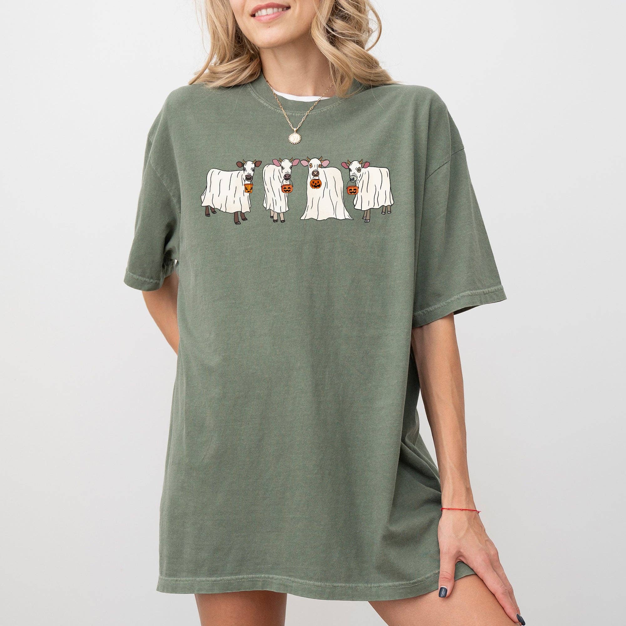 Ghost Cows, Farm, Skeleton, Funny, Spooky Halloween - Adult & Kids T-Shirts, Sweatshirts & Hoodies apparel design preview 1